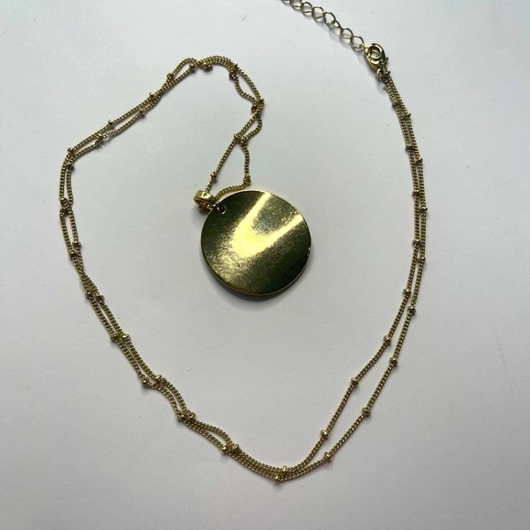 Round Pave Rhinestone Pendant With Chain - Picture 4 of 5